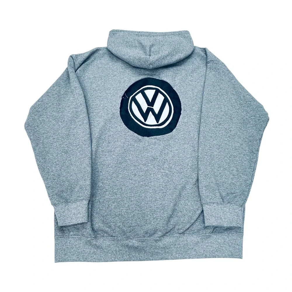 Gildan Volkswagen VW‎ Logo Graphic Zip Up Hoodie Heather Grey Mens Large